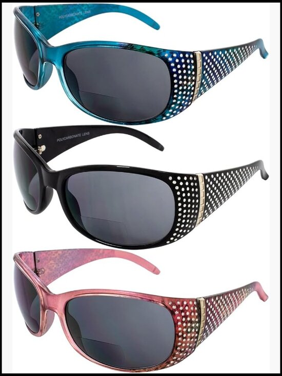 Set of 3 Bifocal Fashion Sunglasses with 2.5 Magnification Smoke Lenses main image 4